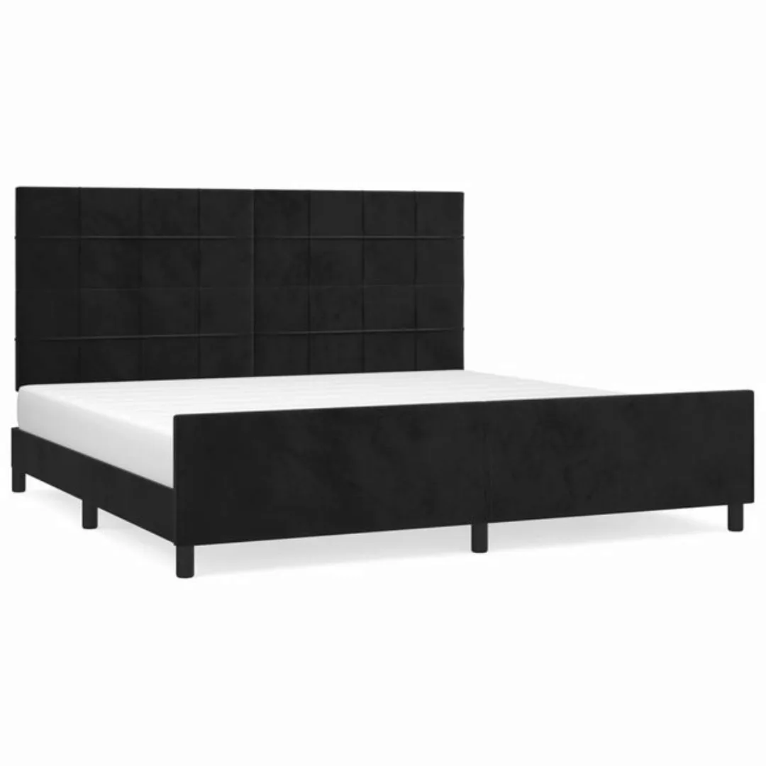 furnicato Bett Bettgestell mit Kopfteil Schwarz 200x200 cm Samt günstig online kaufen