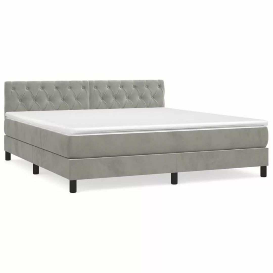 vidaXL Boxspringbett mit Matratze Hellgrau 160x200 cm Samt1397677 günstig online kaufen