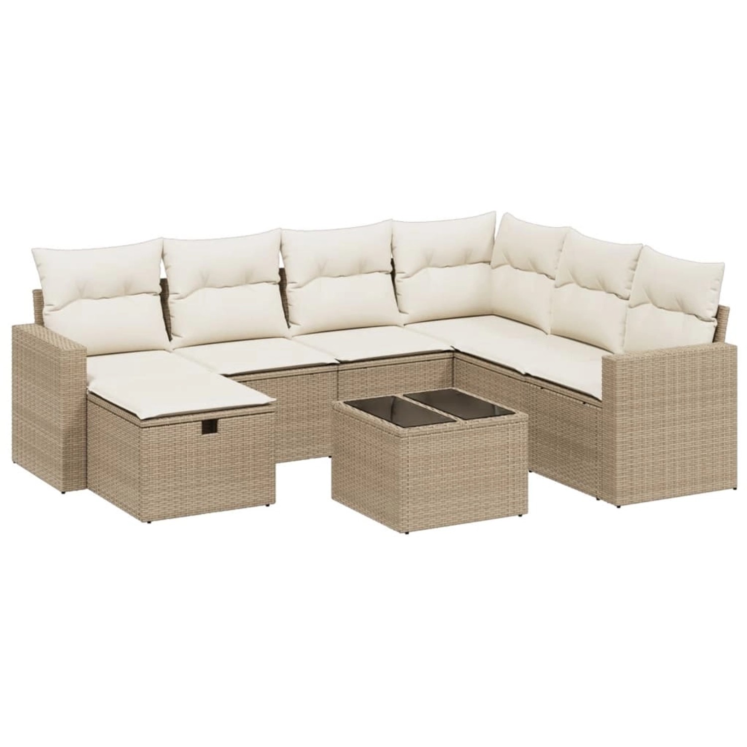 vidaXL 8-Tlg Garten-Sofagarnitur mit Kissen Beige Poly Rattan 3263534 günstig online kaufen