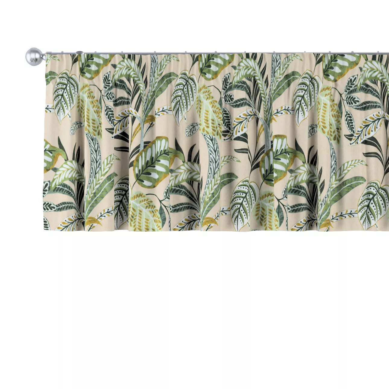 Kurzgardine mit Kräuselband, olivgrün, beige, 130 x 40 cm, Flowers (142-96) günstig online kaufen