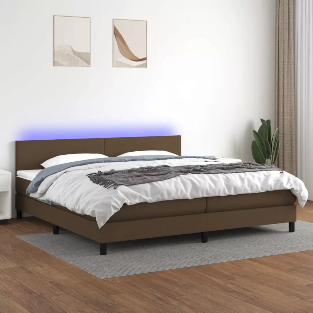 vidaXL Boxspringbett Boxspringbett mit Matratze LED Dunkelbraun 200x200 cm günstig online kaufen