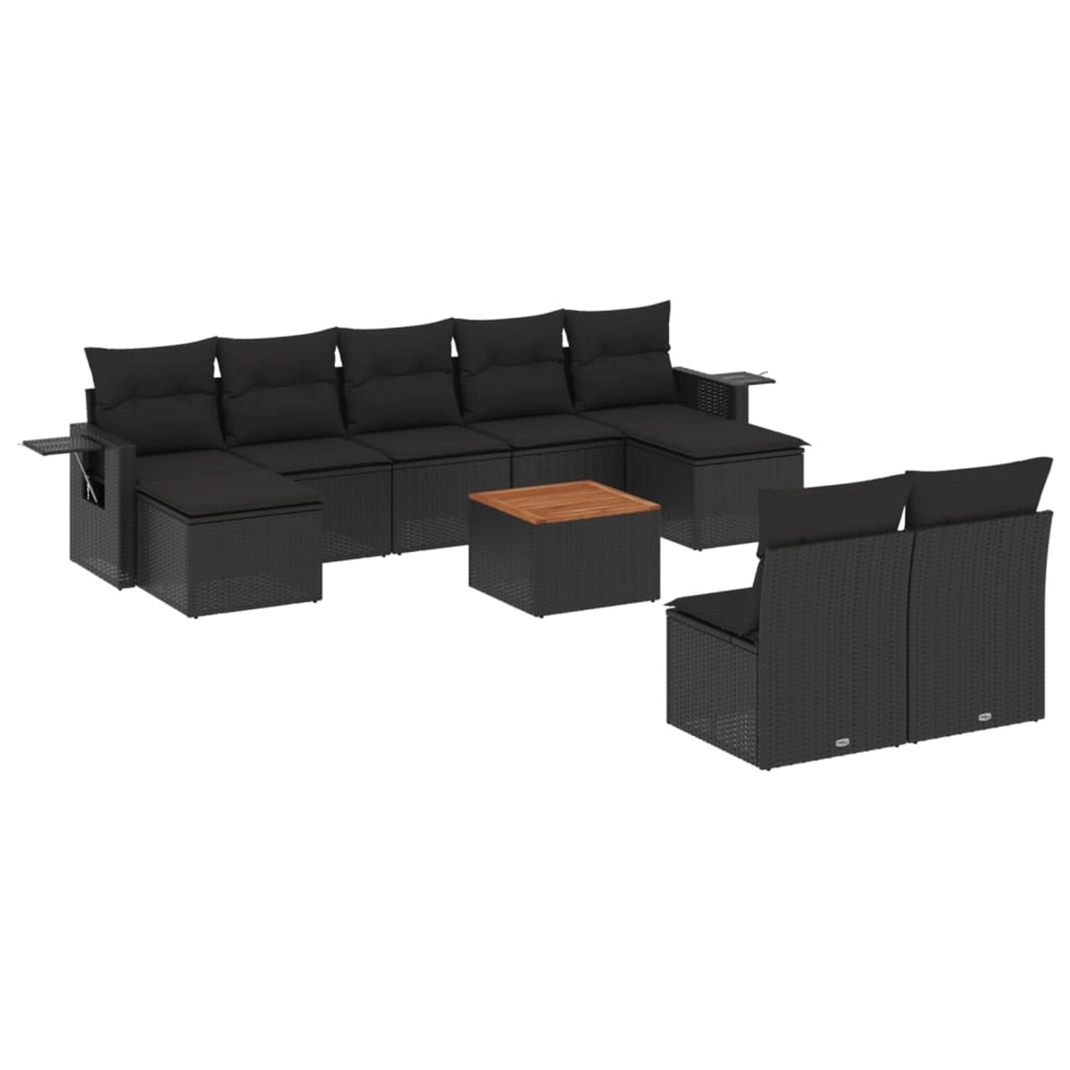 vidaXL 10-tlg Garten-Sofagarnitur mit Kissen Schwarz Poly Rattan Modell 105 günstig online kaufen