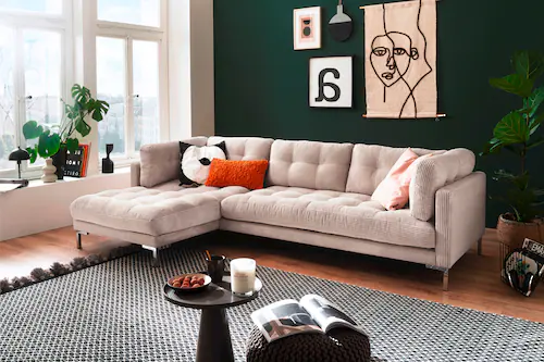 Trends by HG Ecksofa "Landau L-Form", in Cord-Stoff mit Metallfuß günstig online kaufen