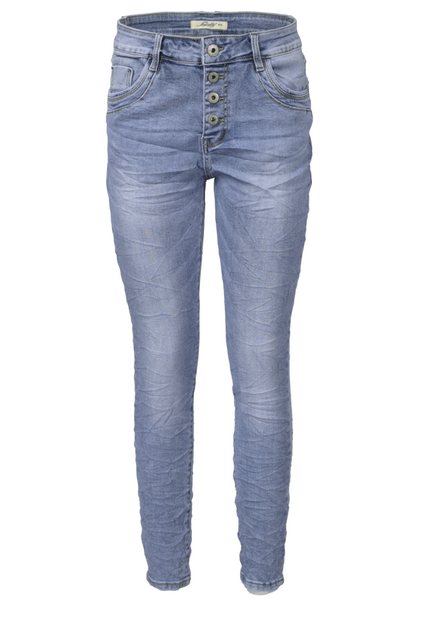 Jewelly Regular-fit-Jeans Stretch Jeans Five-Pocket im Crash-Look günstig online kaufen