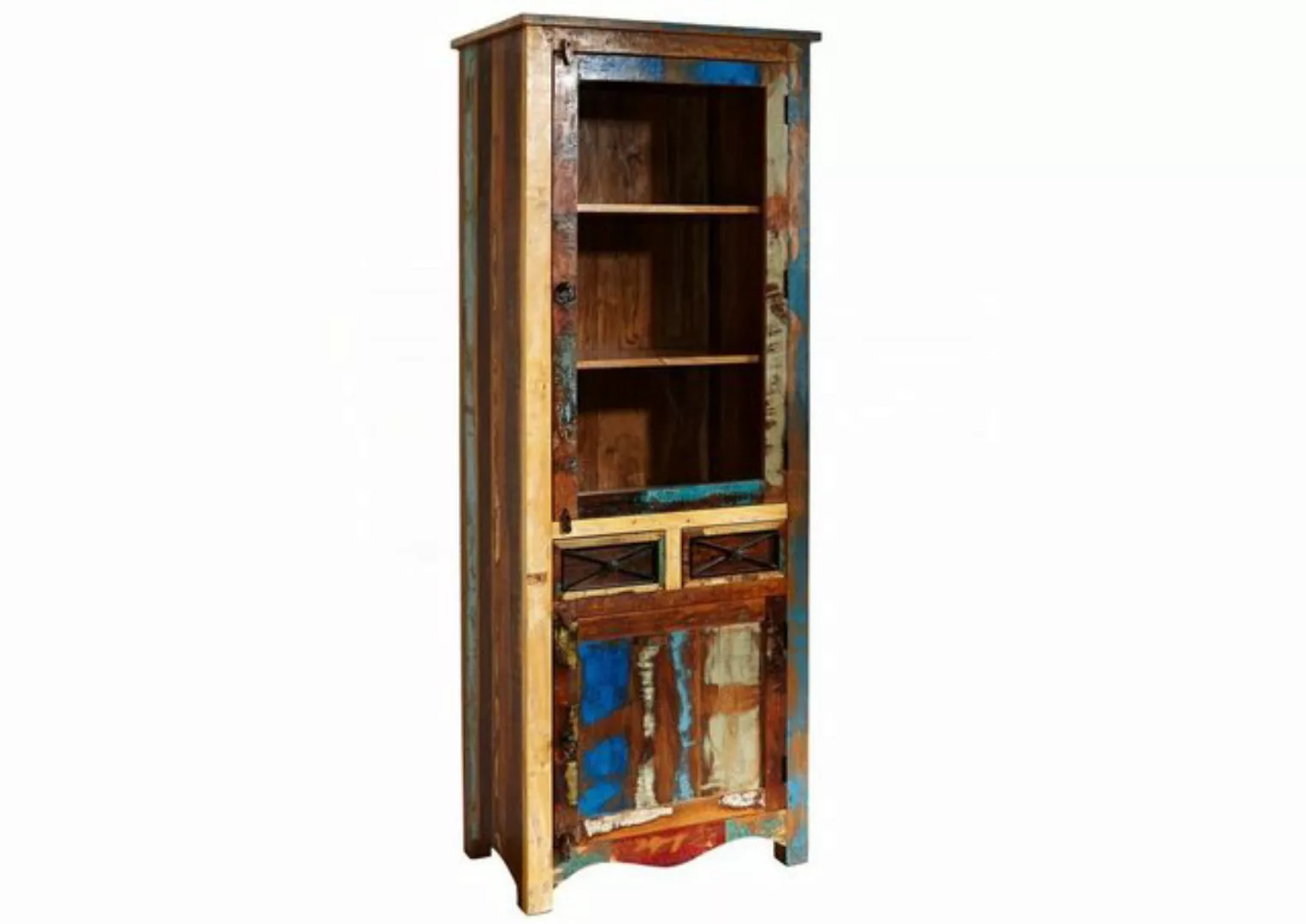 Massivmoebel24 Standvitrine (Vitrine Altholz 73x45x200 mehrfarbig lackiert günstig online kaufen