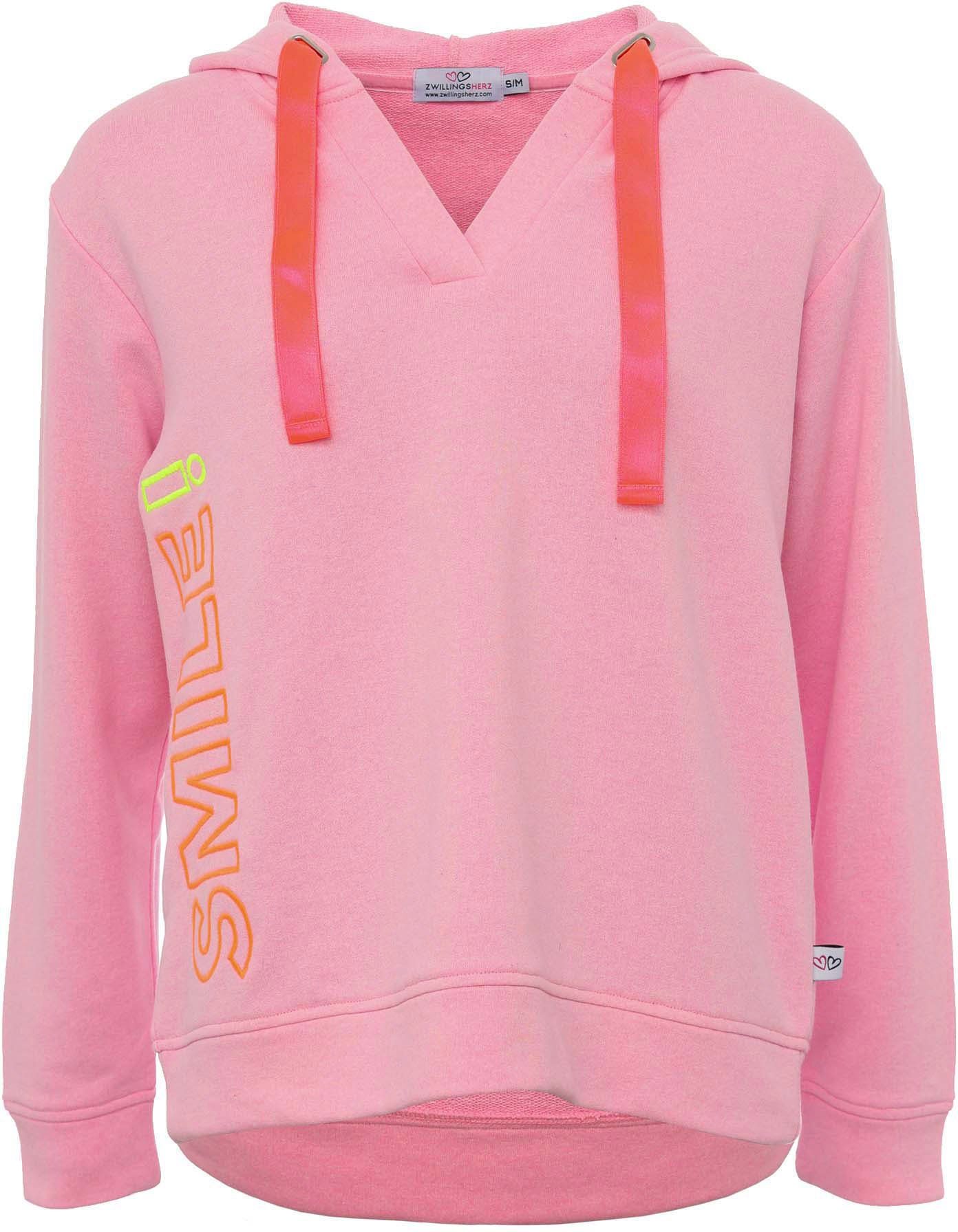 Zwillingsherz Sweatshirt Smile breite Bänder, V-Ausschnitt, günstig online kaufen