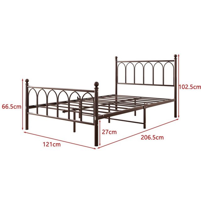 REDOM Metallbett Jugendbett mit Lattenrost ohne Martatze, 120 x 200 cm Brau günstig online kaufen