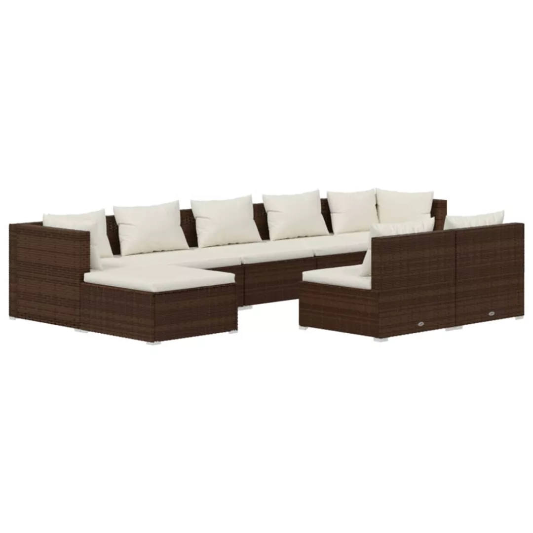 Vidaxl 9-tlg. Garten-lounge-set Mit Kissen Braun Poly Rattan günstig online kaufen