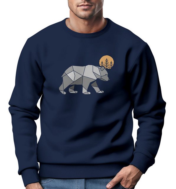 Neverless Sweatshirt Neverless® Sweatshirt Polygon Bär Mond Outdoor Wandern günstig online kaufen