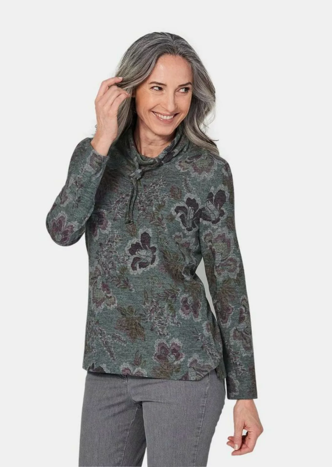 GOLDNER Print-Shirt Kurzgröße: Langarmshirt in Strickoptik günstig online kaufen