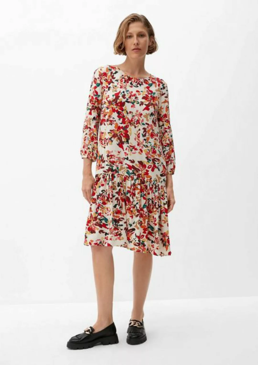 s.Oliver Minikleid Gemustertes Kleid mit Volant Volants günstig online kaufen