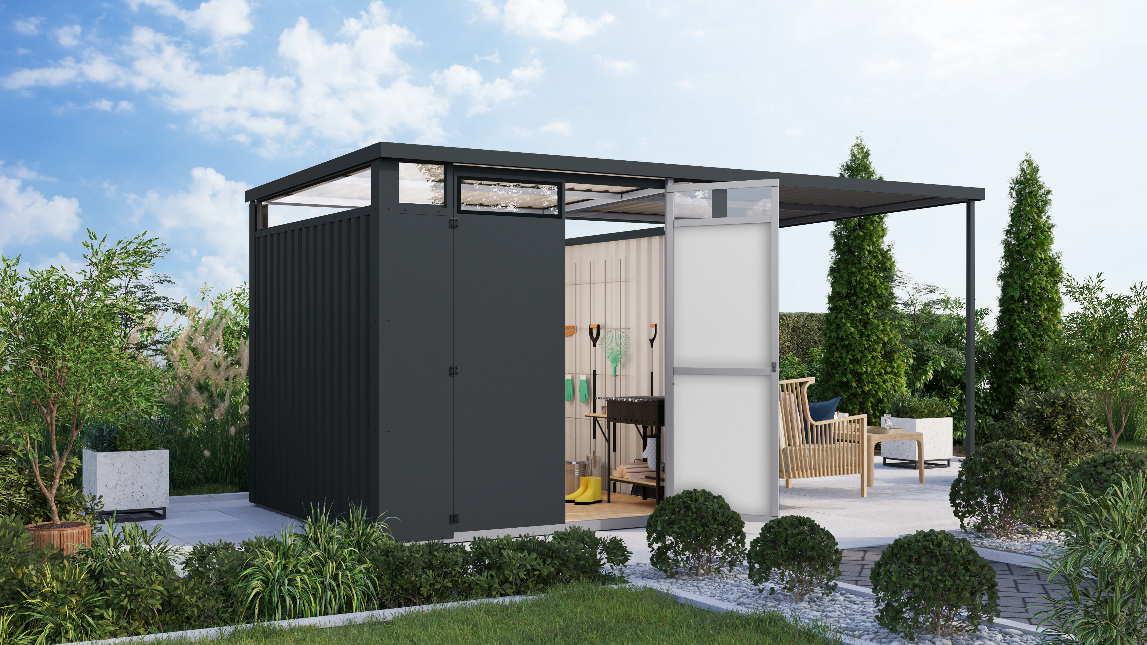 Karibu Gartenhaus "Metall mit Lichtband aus Kunststoff, Østen 2 SET", in ve günstig online kaufen
