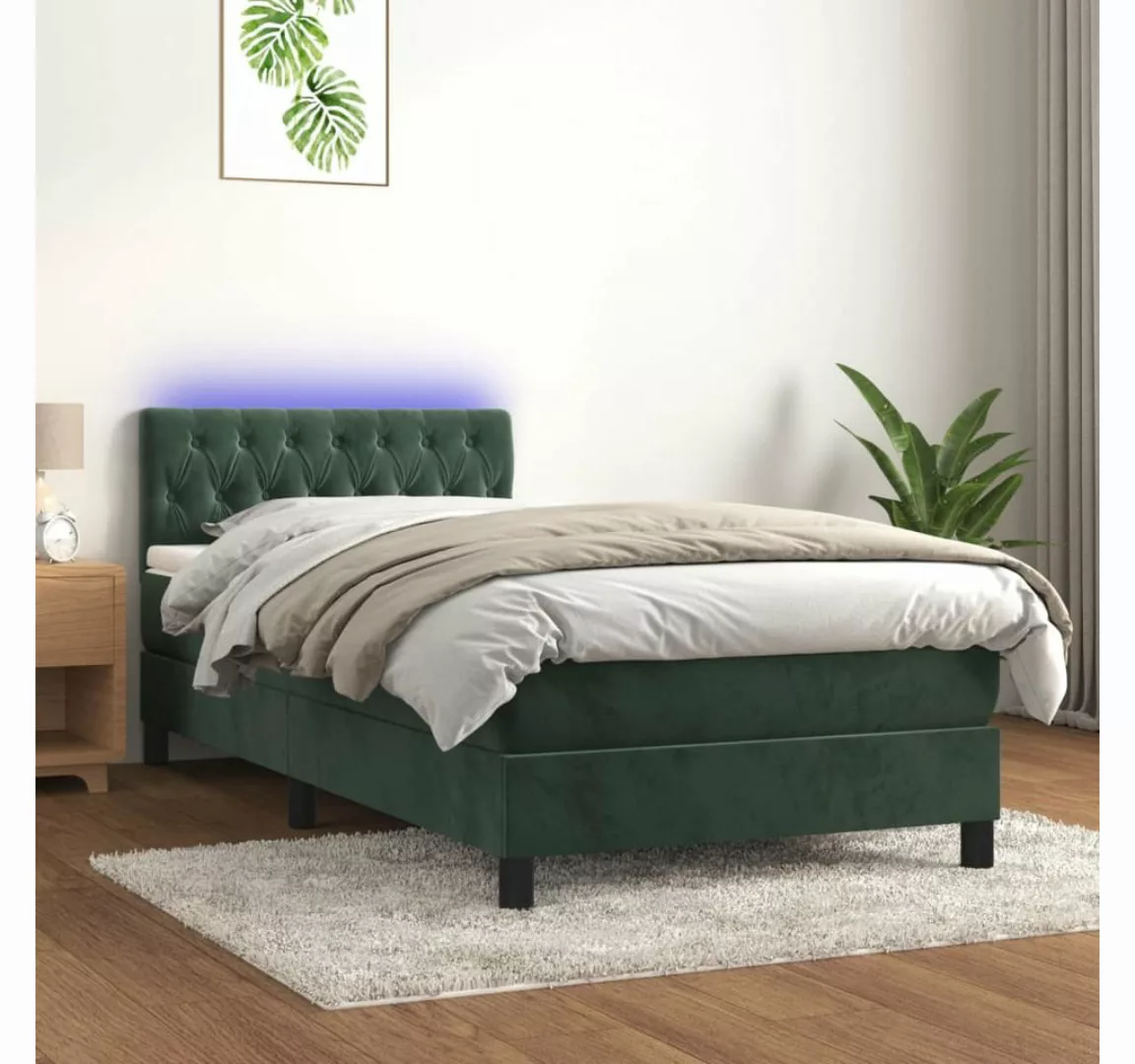 vidaXL Boxspringbett Bett Boxspringbett mit Matratze & LED Samt (100 x 200 günstig online kaufen