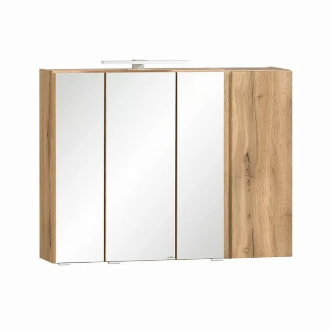 Spiegelschrank 85cm mit LED Aufsatzleuchte VASTO-03-WHITE in Wotan Eiche Nb günstig online kaufen