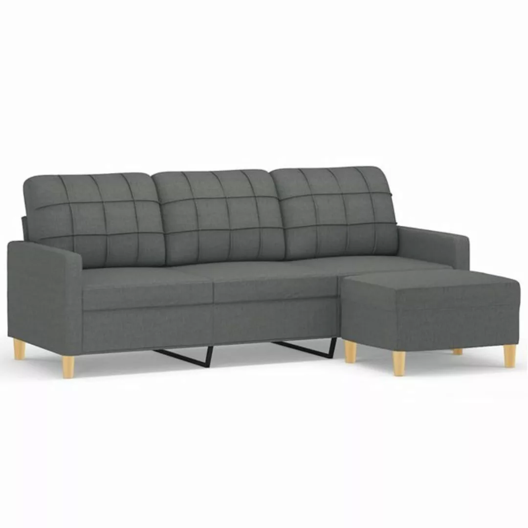 vidaXL Sofa 3-Sitzer-Sofa mit Hocker Schwarz 180 cm Stoff günstig online kaufen