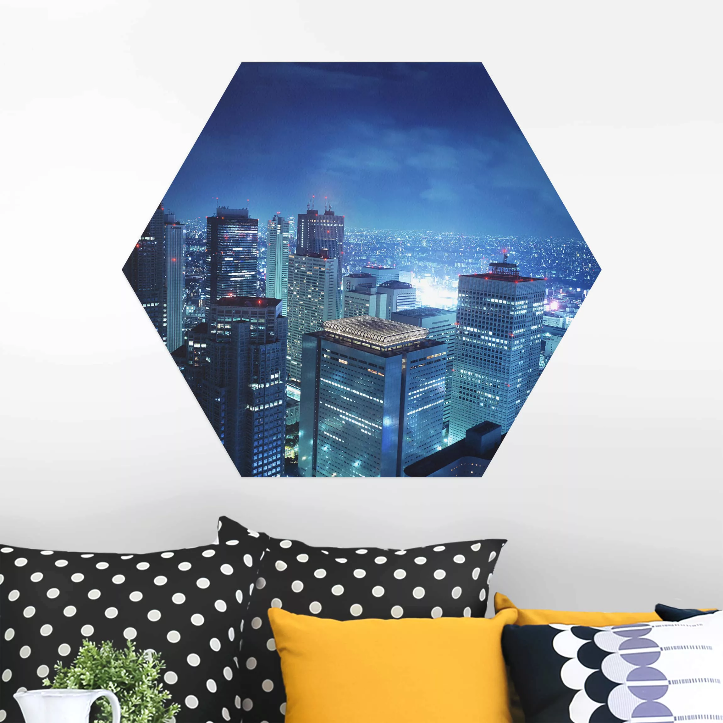 Hexagon-Alu-Dibond Bild Architektur & Skyline Die Atmosphäre Tokios günstig online kaufen