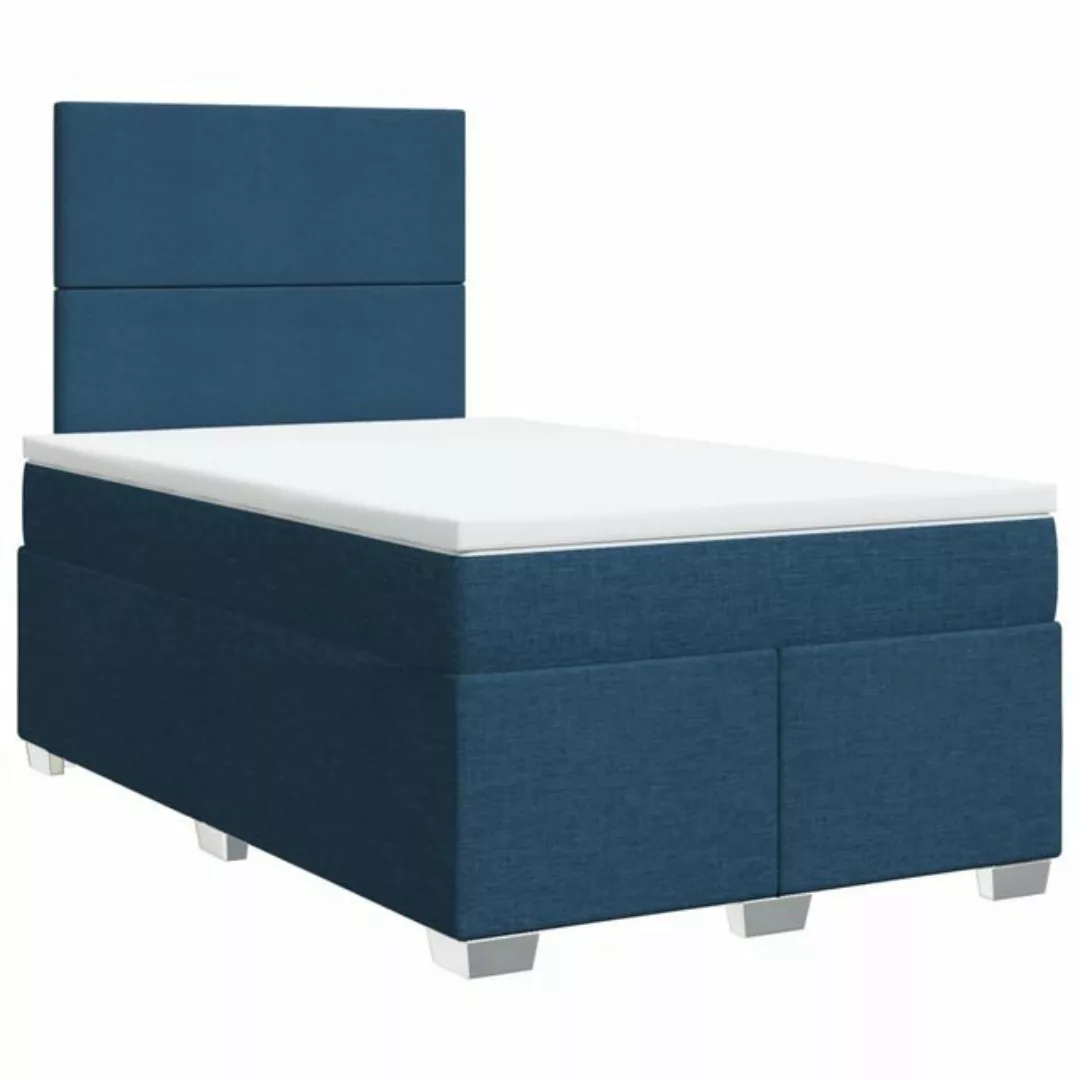 vidaXL Bett Boxspringbett mit Matratze Blau 120x190 cm Stoff günstig online kaufen