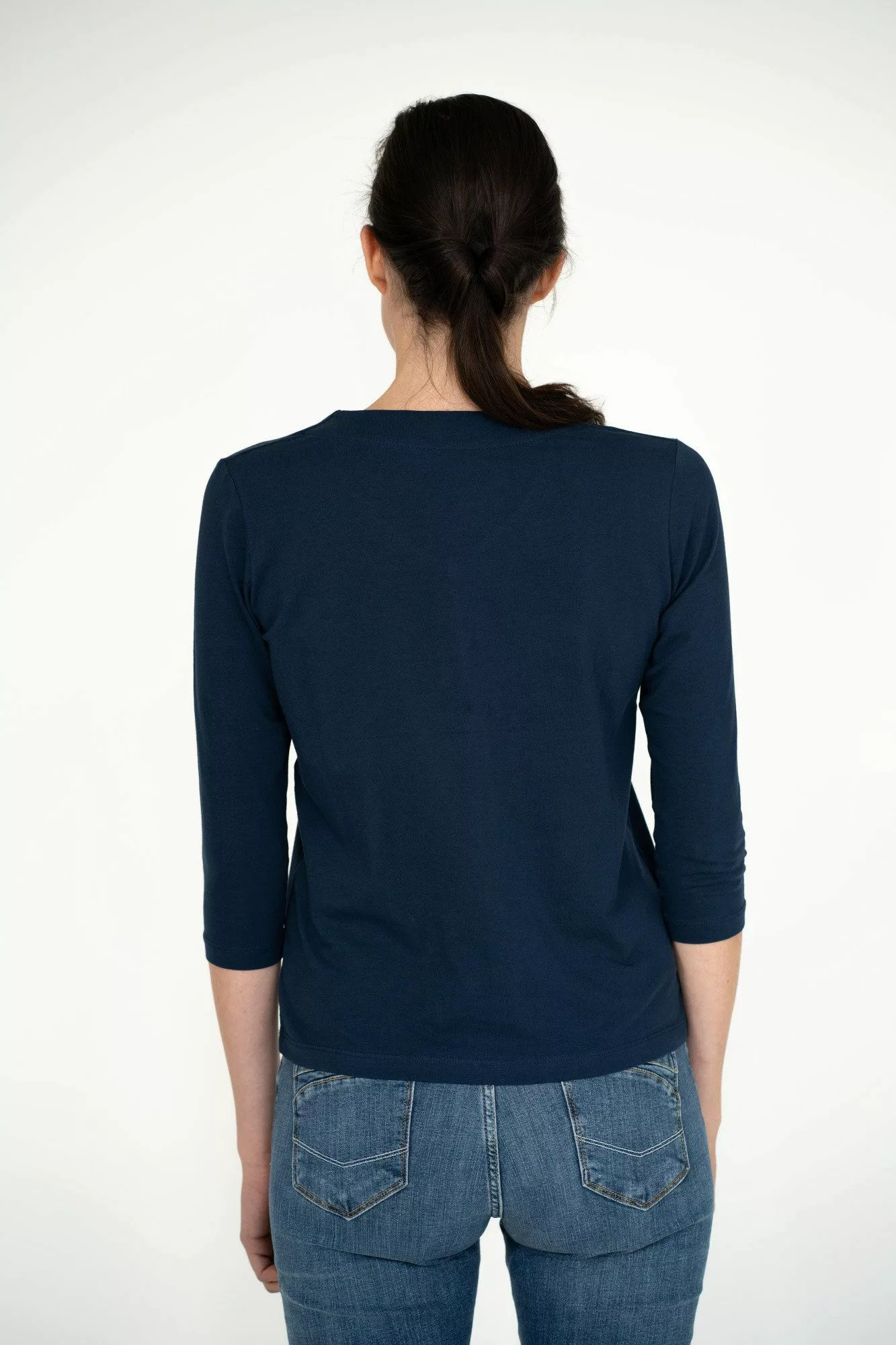 einfach Schön 3/4-Arm-Shirt Ramona V-Ausschnitt marine günstig online kaufen