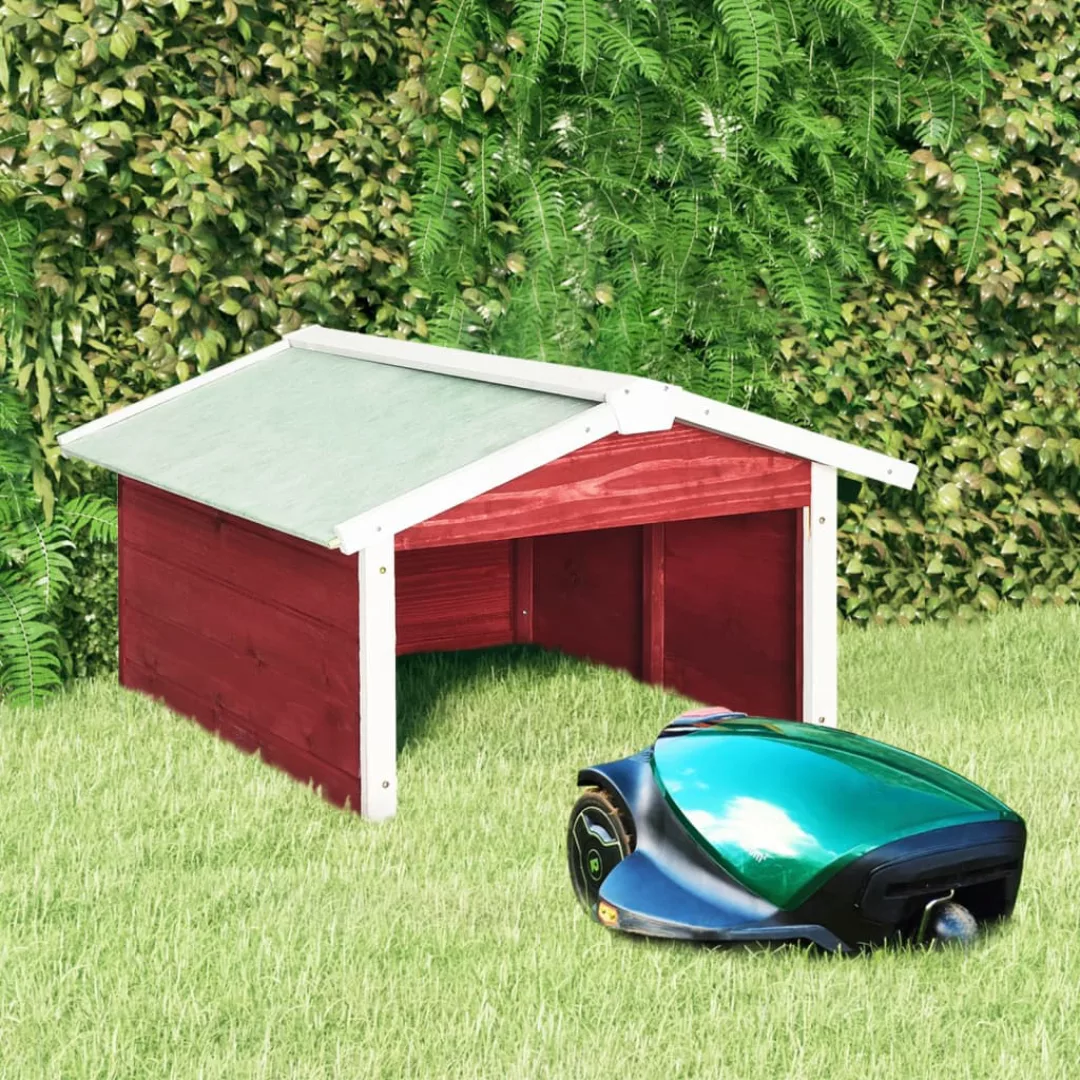 Roboter-rasenmeher Garage 72x87x50 Cm Rot Weiß Tannenholz günstig online kaufen