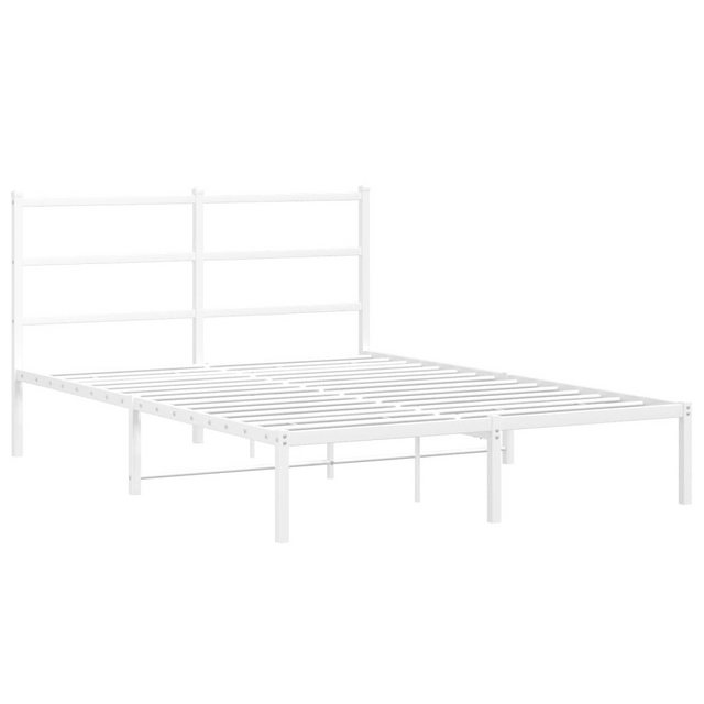 furnicato Bettgestell mit Kopfteil Metall Weiß 135x190 cm (1-tlg) günstig online kaufen