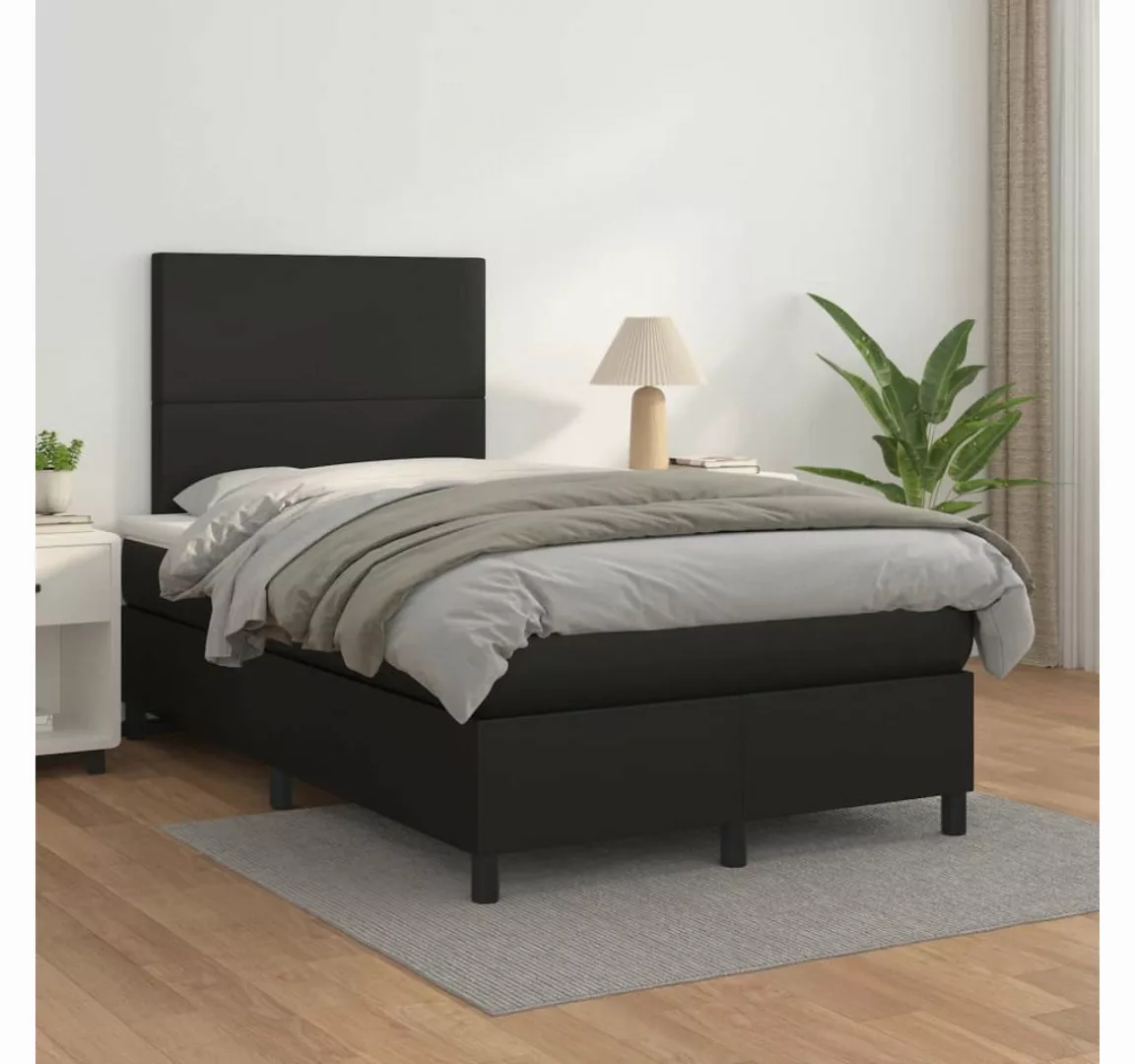 vidaXL Boxspringbett, Boxspringbett mit Matratze Schwarz 120x200 cm Kunstle günstig online kaufen