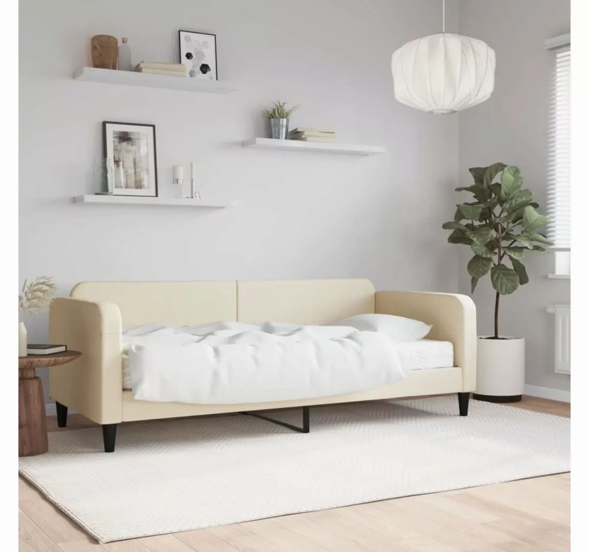 vidaXL Bett Tagesbett mit Matratze Creme 100x200 cm Stoff günstig online kaufen