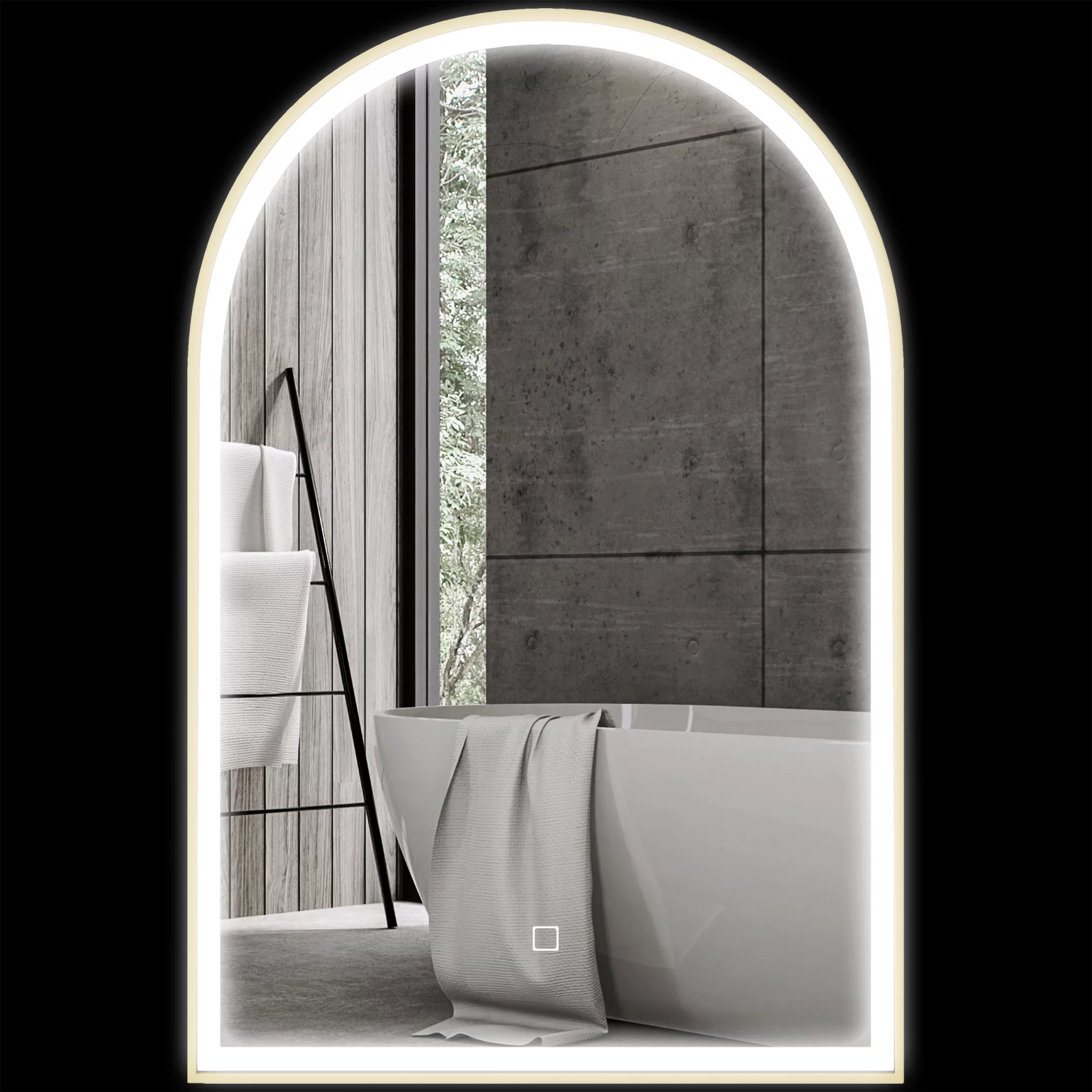 HOMCOM Badezimmerspiegel 90 x 60 cm, gewölbter Wandspiegel, Badezimmerspieg günstig online kaufen