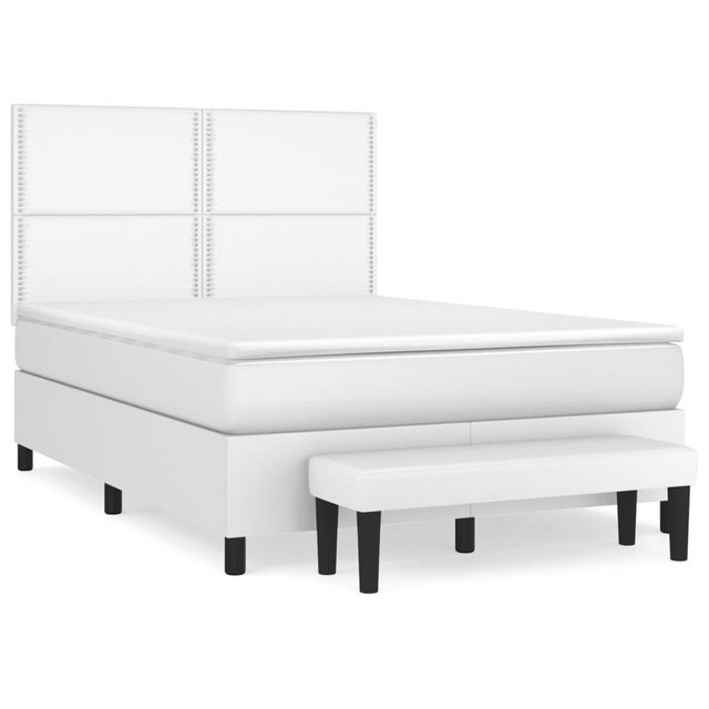 vidaXL Boxspringbett Boxspringbett mit Matratze und Fusshocker Kunstleder ( günstig online kaufen