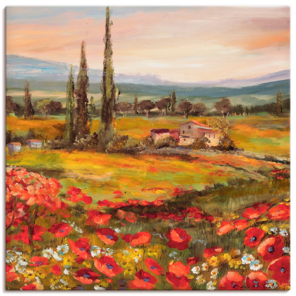 Artland Wandbild "Mohnblumen und Zypressen", Felder, (1 St.) günstig online kaufen