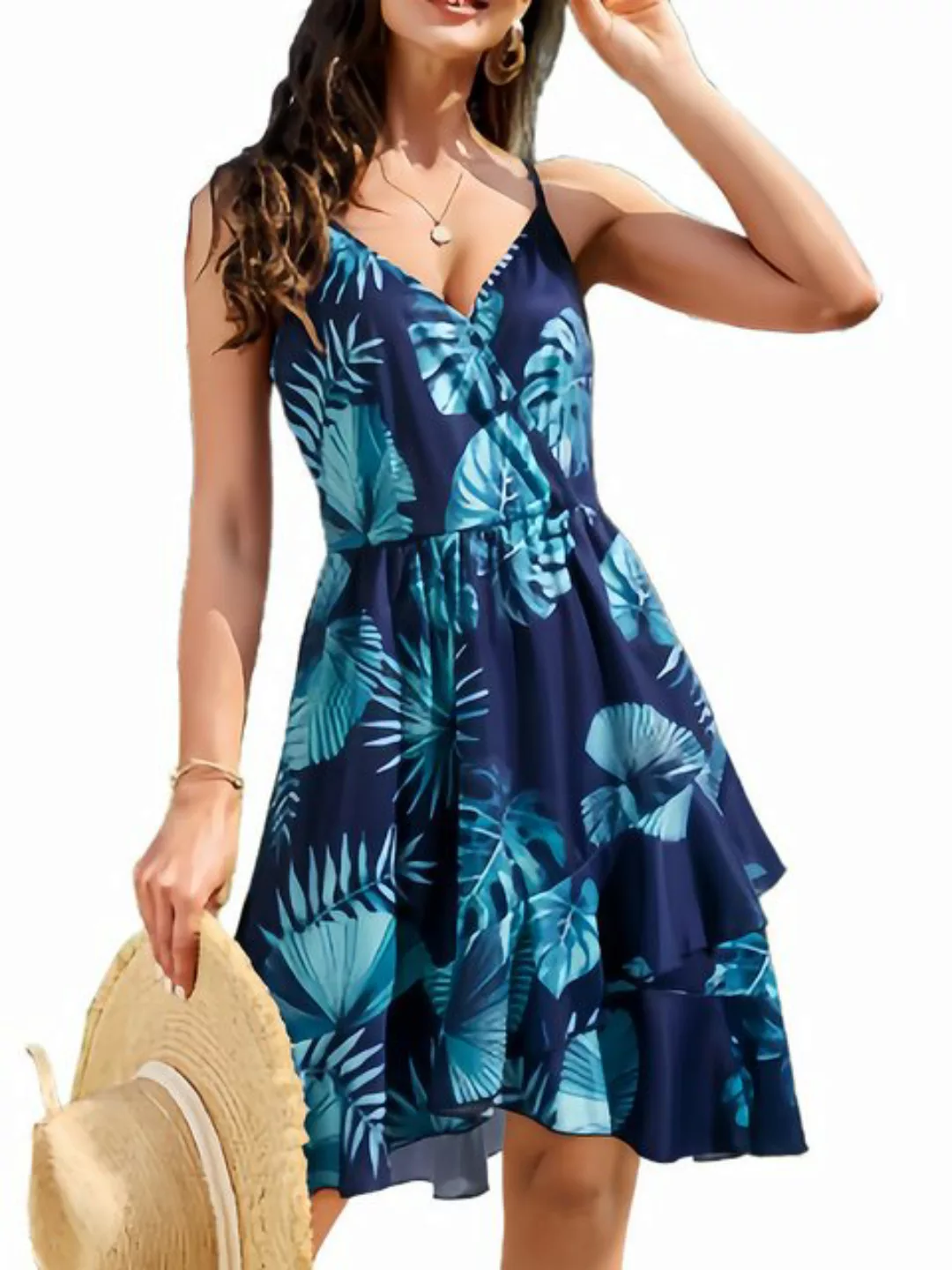 JDMGZSR Sommerkleid Sexy rückenfreies Strandkleid mit verstellbaren Spaghet günstig online kaufen