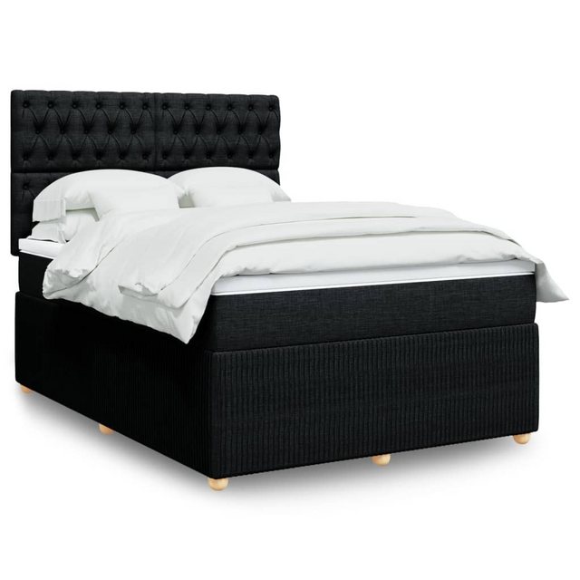 vidaXL Boxspringbett, Boxspringbett mit Matratze Schwarz 160x200 cm Stoff günstig online kaufen