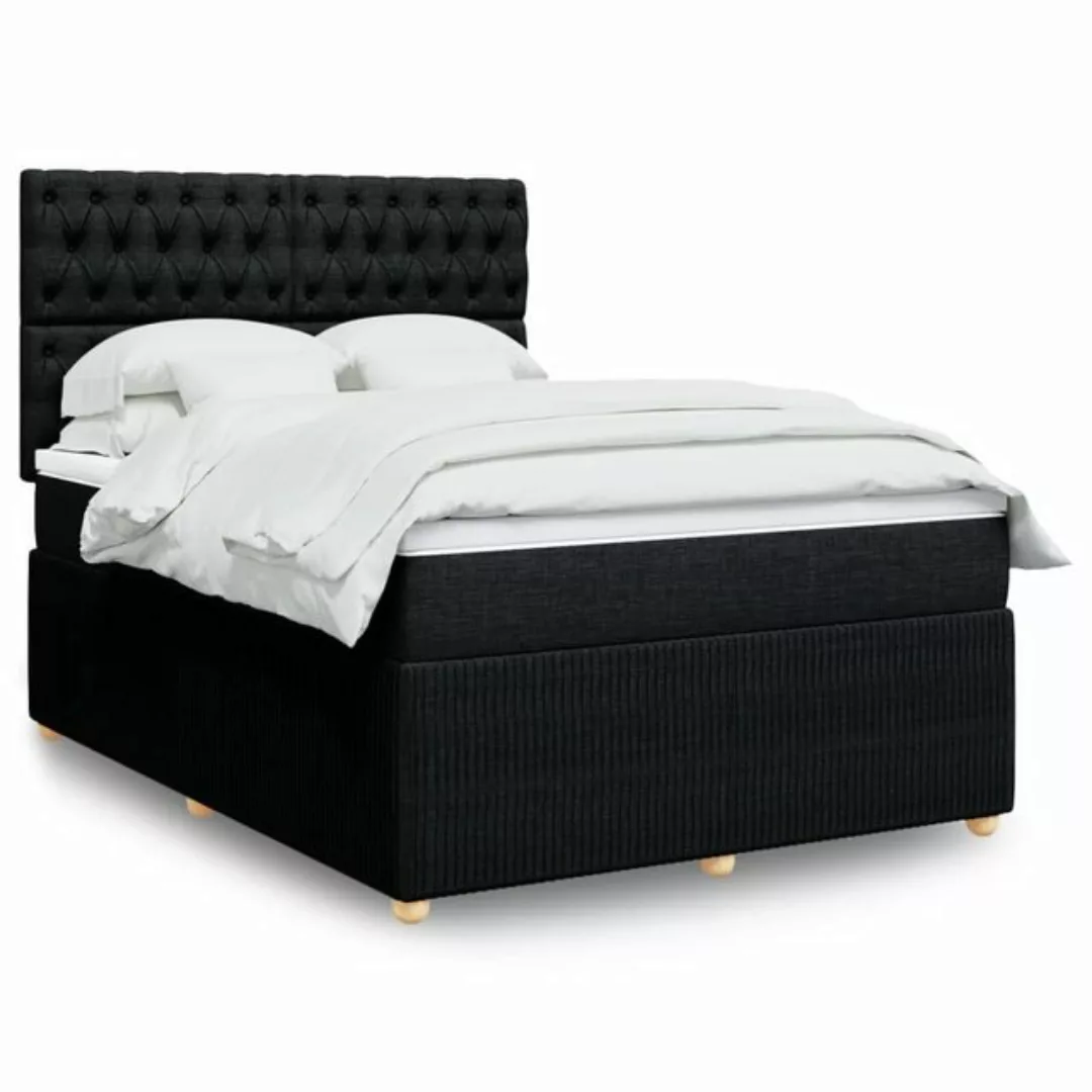 vidaXL Boxspringbett, Boxspringbett mit Matratze Schwarz 140x200 cm Stoff günstig online kaufen