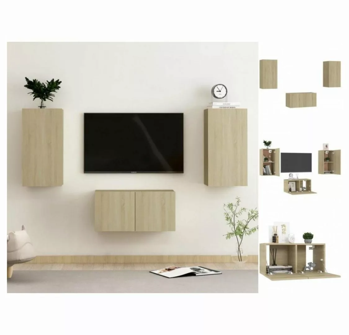 vidaXL Kleiderschrank 3-tlg TV-Schrank-Set Sonoma-Eiche Spanplatte günstig online kaufen