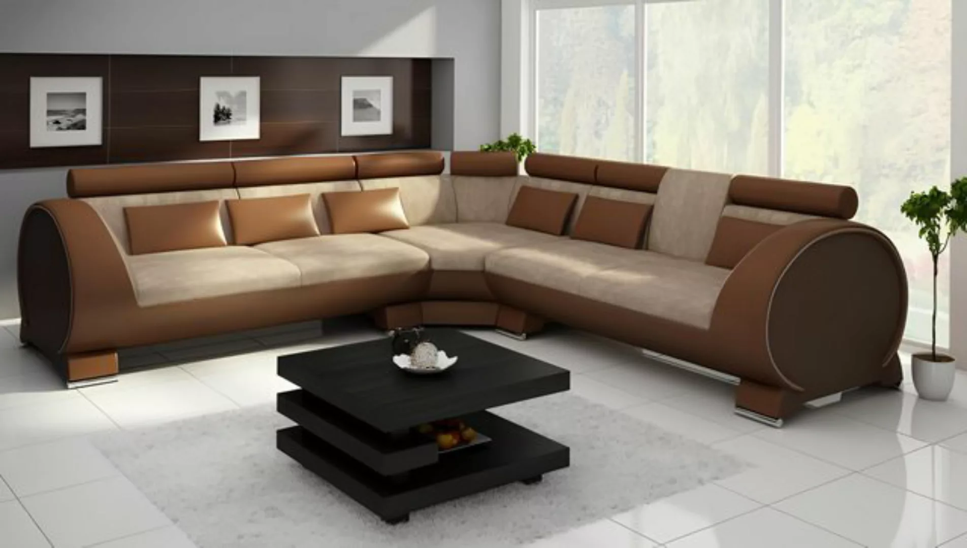 Xlmoebel Ecksofa Sofa mit Eckteil VIGO mit USB Anschluss Ledersofa Eckgarni günstig online kaufen