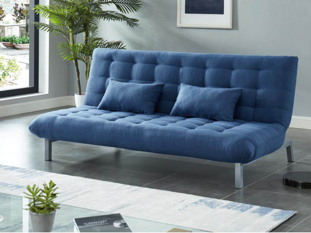 Schlafsofa Klappsofa 3-Sitzer - Stoff - Blau - HORNET günstig online kaufen