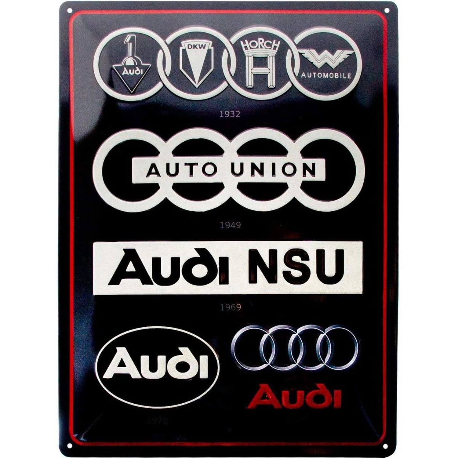 Nostalgic-Art Blechschild 30 x 40 cm - Audi - Audi - Logo Evolution günstig online kaufen