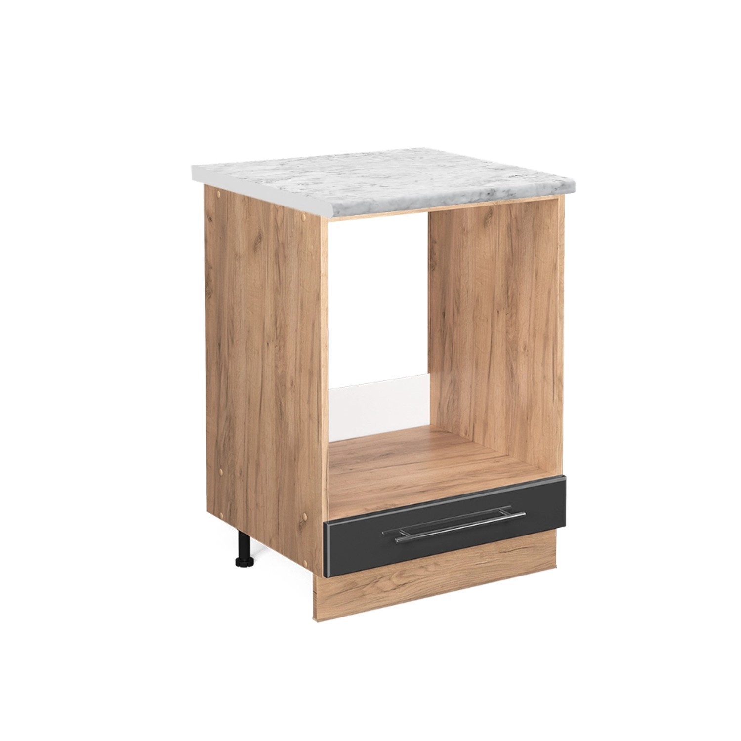Vicco Herdumbauschrank Fame-Line Anthrazit Hochglanz/Goldkraft Eiche 60 cm günstig online kaufen