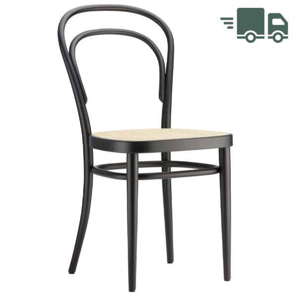 THONET 214 Bugholzstuhl Kaffeehausstuhl | Rohrgeflecht-Sitz | Buche schwarz günstig online kaufen