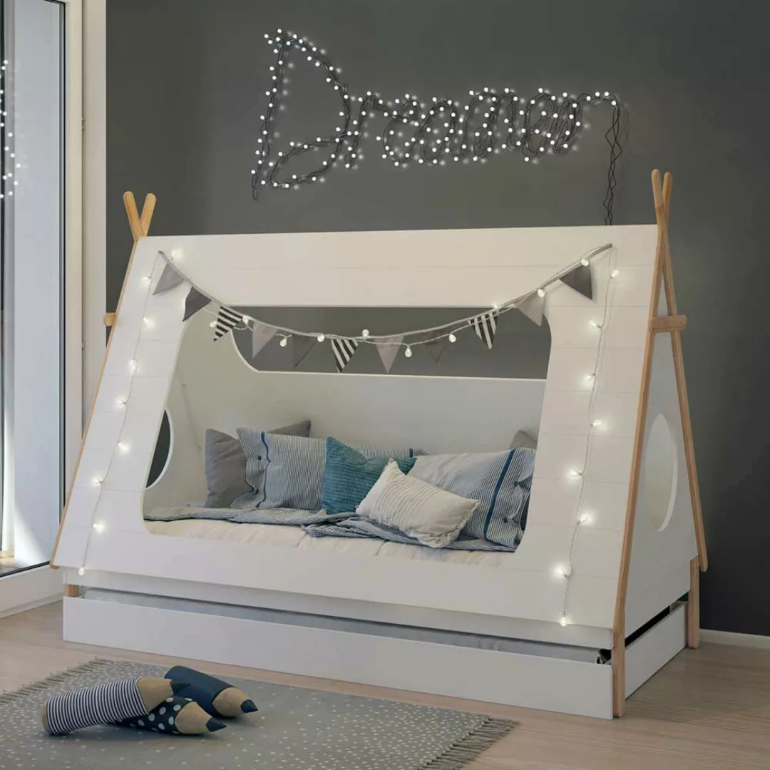 Tipi Kinderbett in Weiß 165 cm hoch günstig online kaufen
