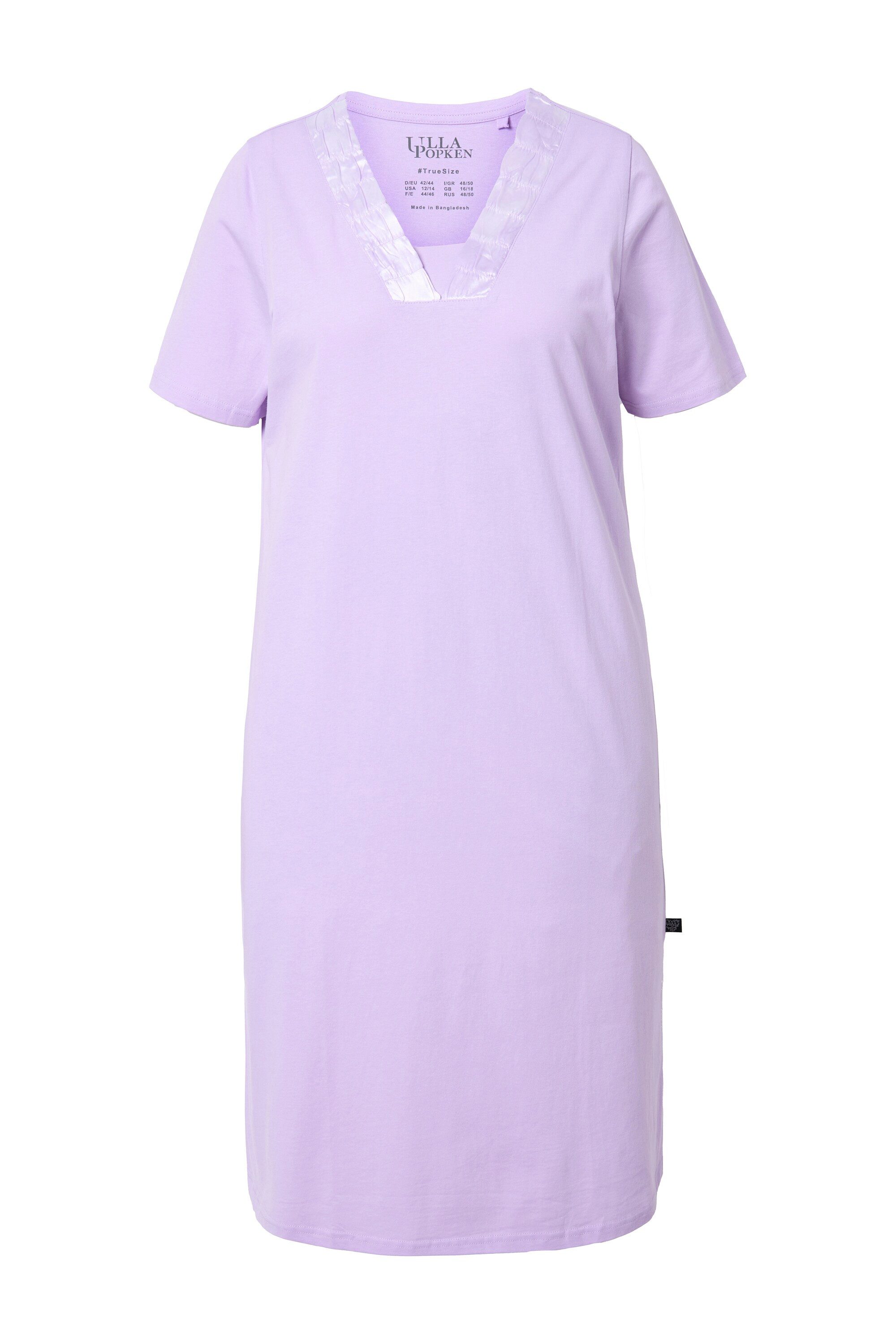 Ulla Popken Nachthemd Nachthemd Satin-Zierblende V-Ausschnitt günstig online kaufen