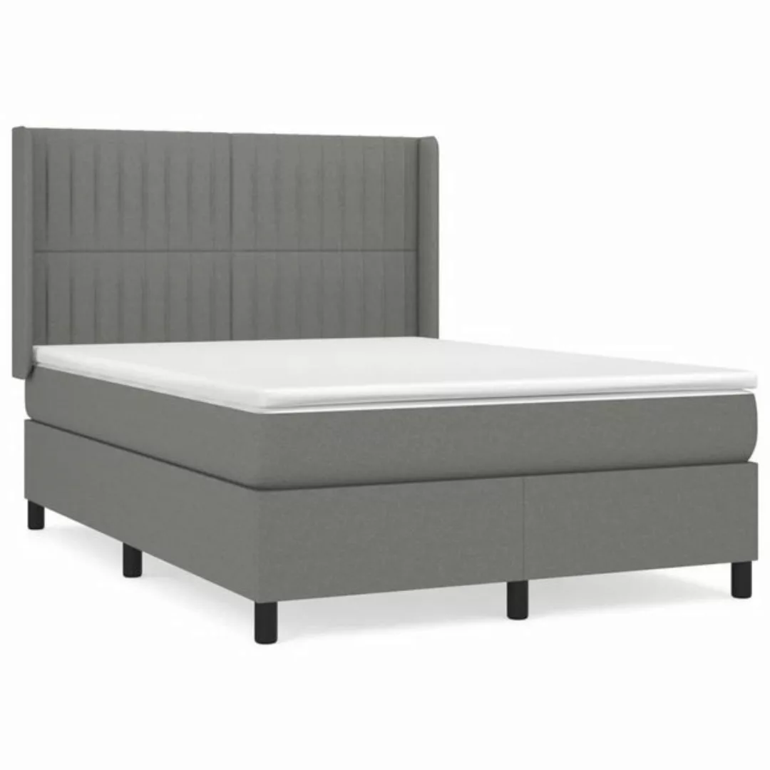 furnicato Bett Boxspringbett mit Matratze Dunkelgrau 140x200 cm Stoff (1-tl günstig online kaufen