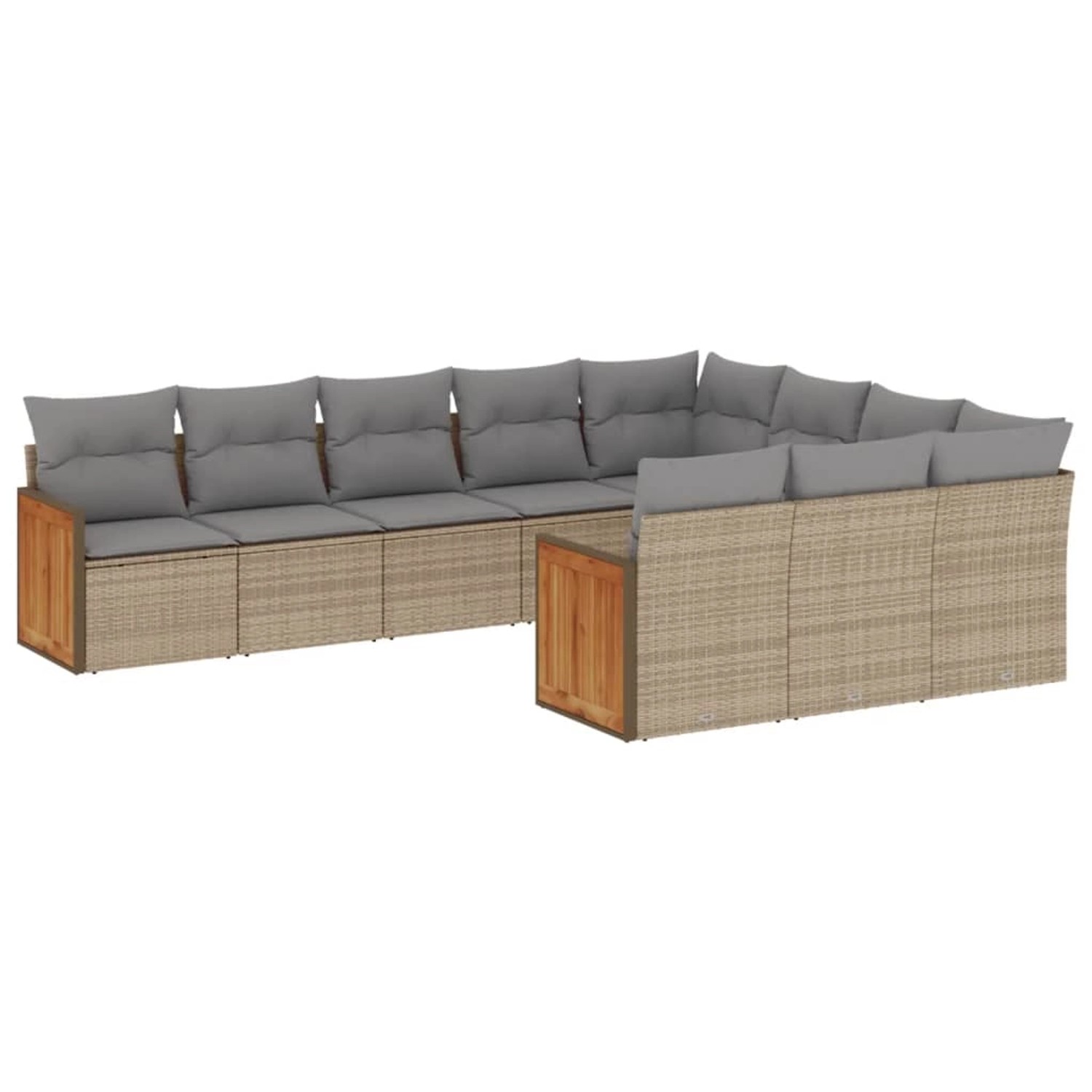 vidaXL 10-Tlg Garten-Sofagarnitur mit Kissen Beige Poly Rattan 3260421 günstig online kaufen
