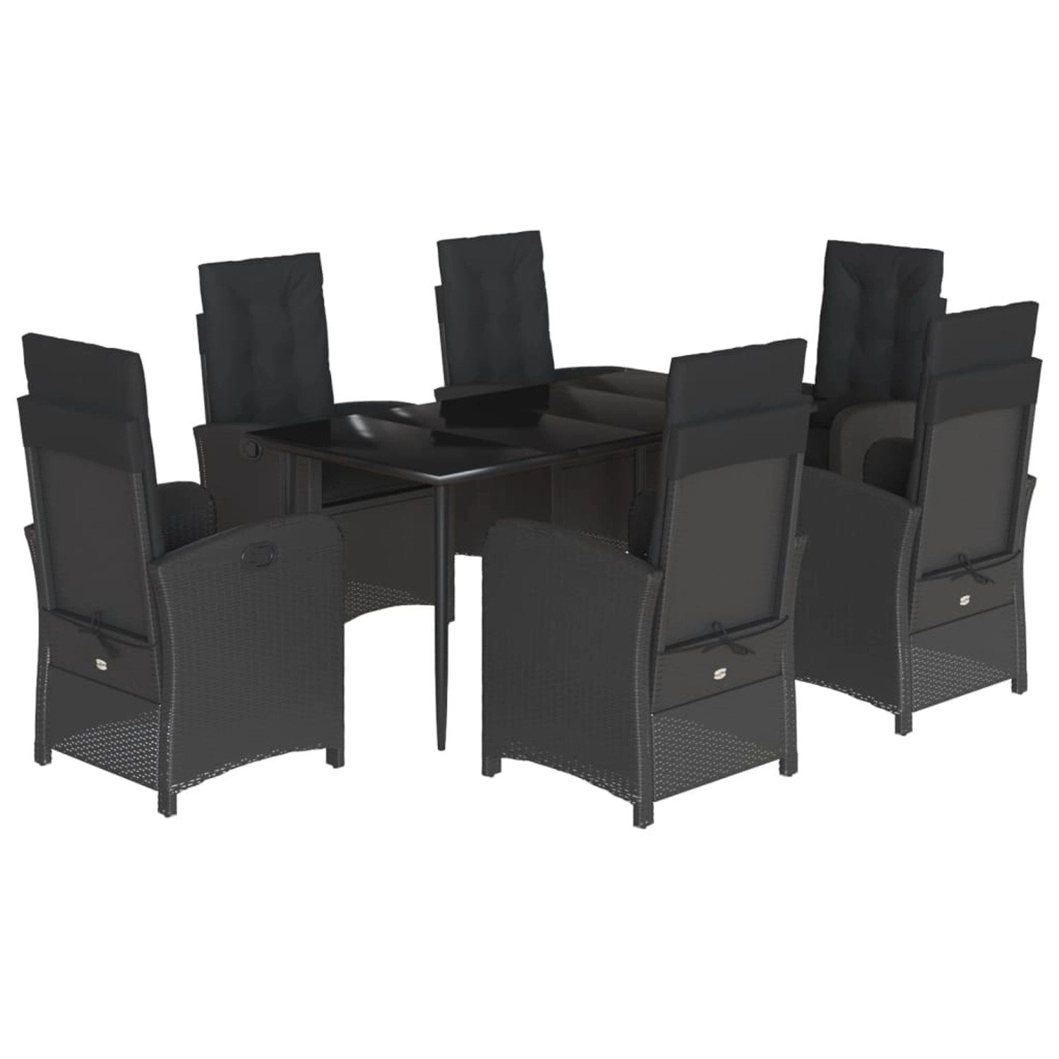 vidaXL 7-Tlg Garten-Essgruppe mit Kissen Schwarz Poly Rattan 3212316 günstig online kaufen