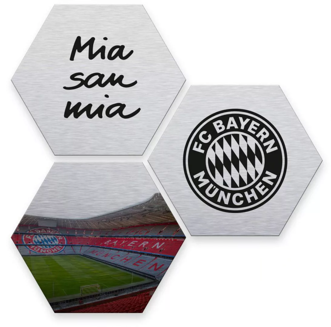 Wall-Art Mehrteilige Bilder »Silber FC Bayern München«, (Set, 3 St., Im 3-t günstig online kaufen