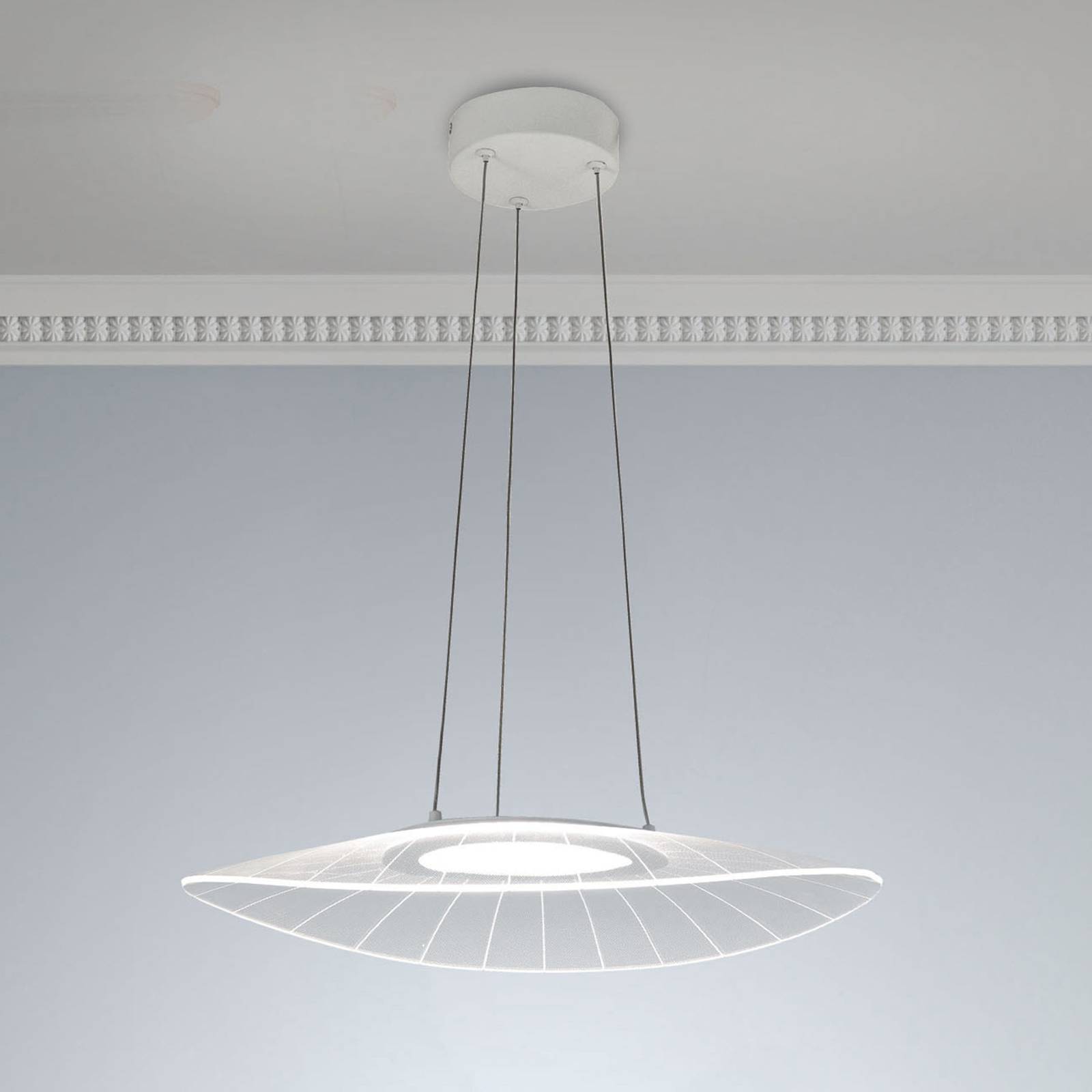 LED-Hängeleuchte Vela, weiß, oval, 59 cm x 43 cm günstig online kaufen
