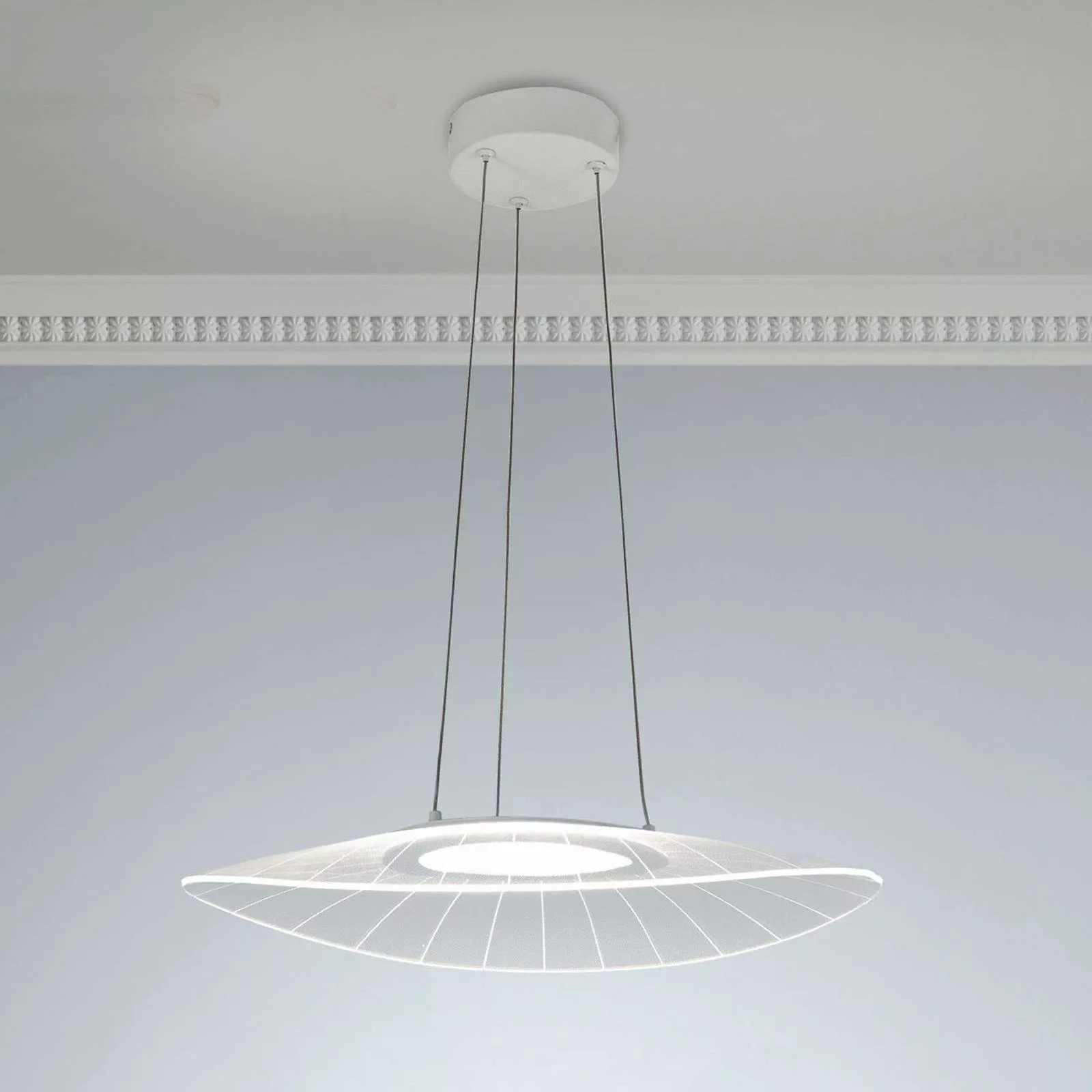 LED-Hängeleuchte Vela, weiß, oval, 59 cm x 43 cm günstig online kaufen