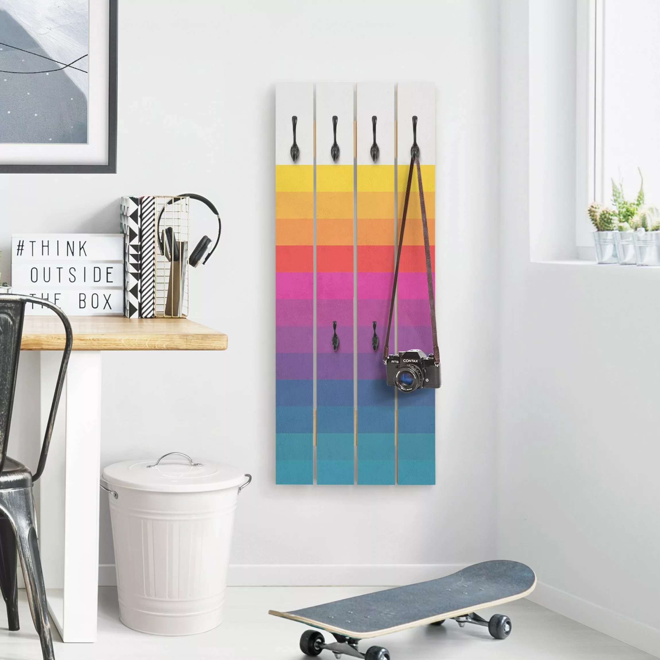 Wandgarderobe Retro Regenbogen Streifen günstig online kaufen