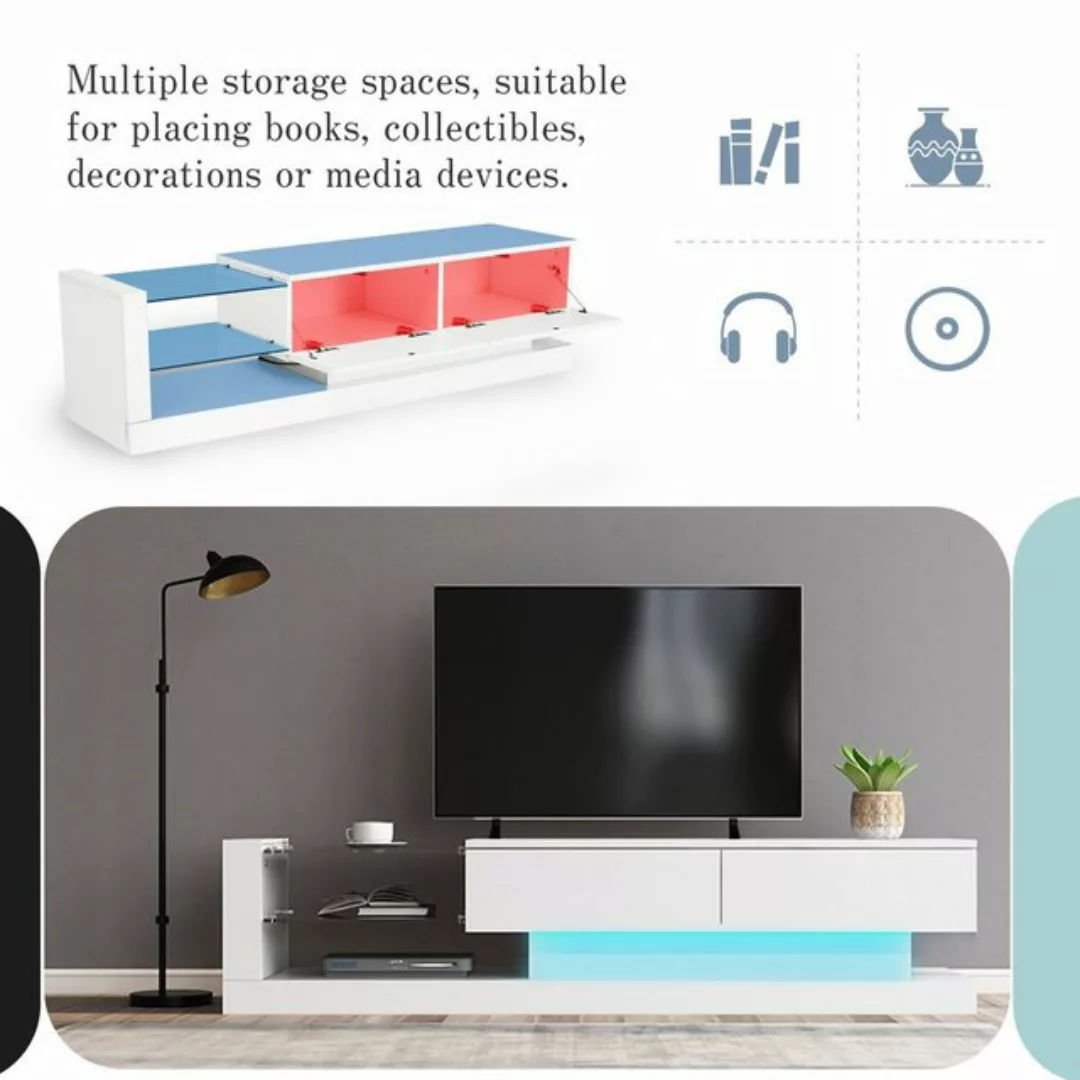 OKWISH TV-Schrank TV-Schrank hochglanz mit Klapptüren (Breite:140cm) TV-Sch günstig online kaufen