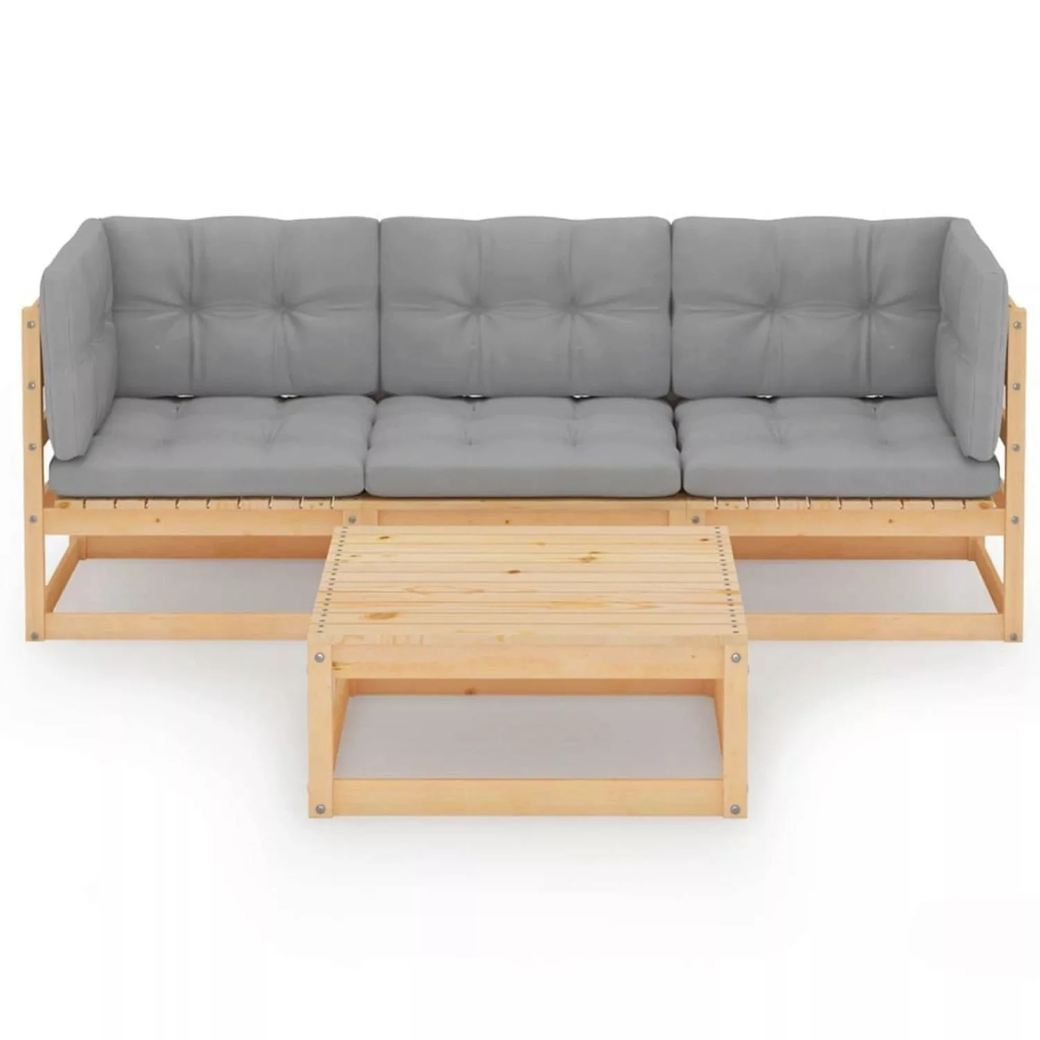 4-tlg. Garten-lounge-set Mit Kissen Kiefer Massivholz günstig online kaufen