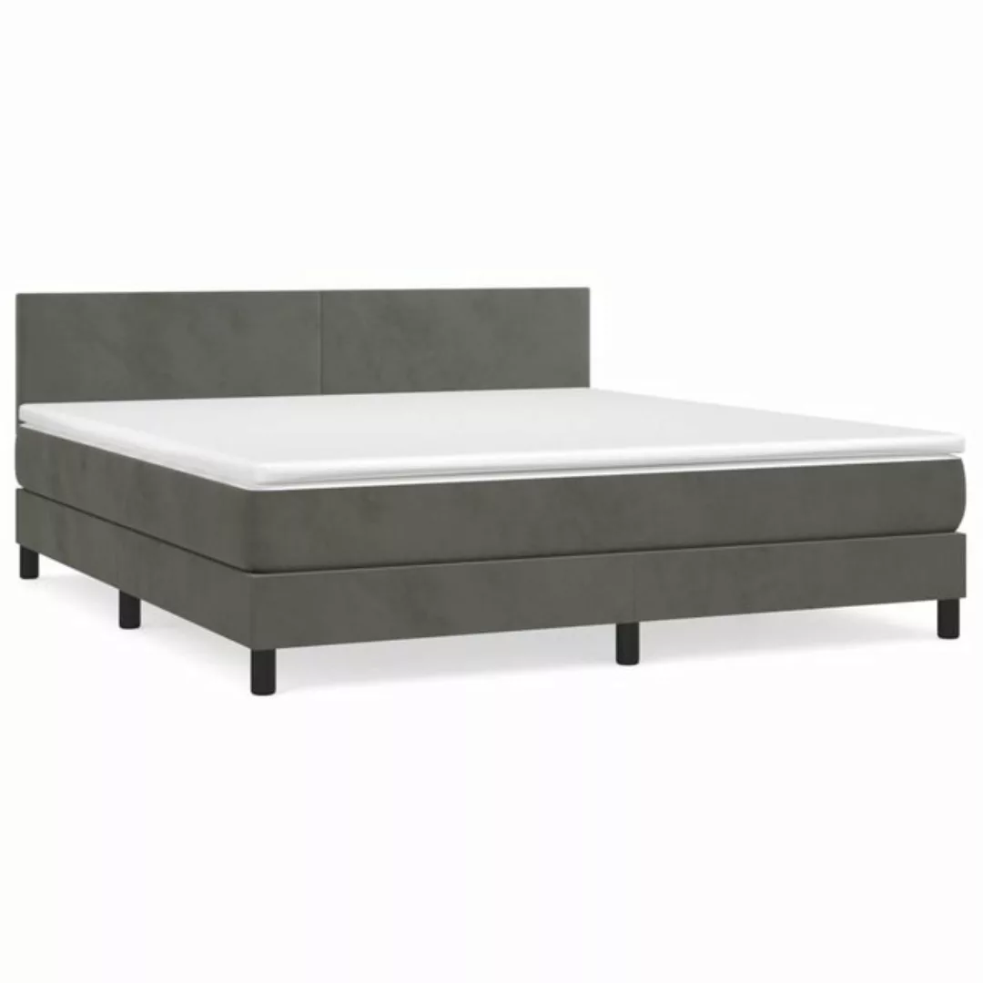 furnicato Bett Boxspringbett mit Matratze Dunkelgrau 180x200 cm Samt günstig online kaufen